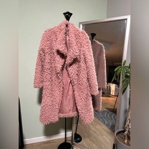 Pink Faux Fur Jacket - S